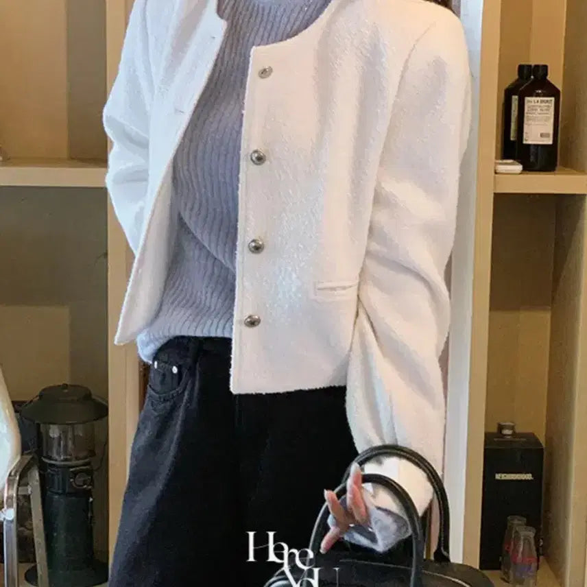 [BUNJANG] Here You Stella Tweed Jacket Ivory / 새상품) 유리에 히어유 스텔라 트위드 자켓 아이보리