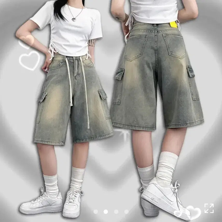 [BUNJANG] Avely Cargo Bermuda Denim Shorts / 교신0 카고 버뮤다 데님 에이블리