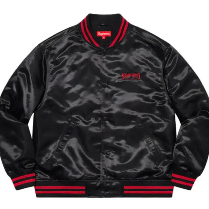[BUNJANG] Supreme Thrasher Satin Varsity Jacket / (S)슈프림 21FW 트레셔 사틴 바시티 자켓