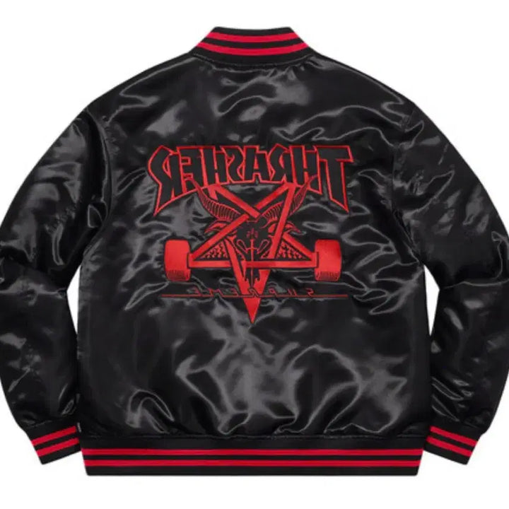 [BUNJANG] Supreme Thrasher Satin Varsity Jacket / (S)슈프림 21FW 트레셔 사틴 바시티 자켓