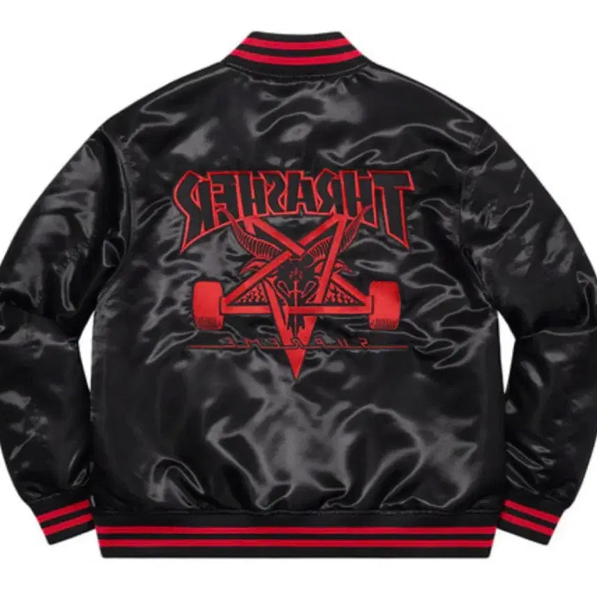[BUNJANG] Supreme Thrasher Satin Varsity Jacket / (S)슈프림 21FW 트레셔 사틴 바시티 자켓