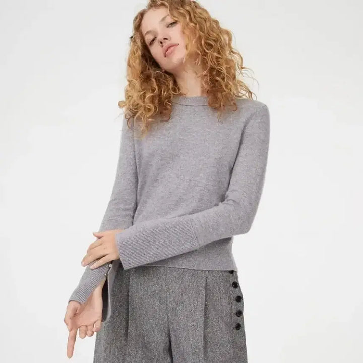 [BUNJANG] Club Monaco Cashmere 100% Slit Button Knit Sweater / 한섬 클럽모나코 캐시미어100% 소매 슬릿 버튼 니트 그레이 회색