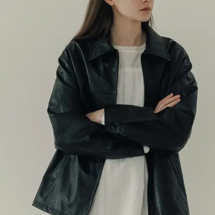 [BUNJANG] HOWAS Vintage Half Leather Jacket / 호와스 빈티지 하프 레더 자켓 HOWAS leather jacket
