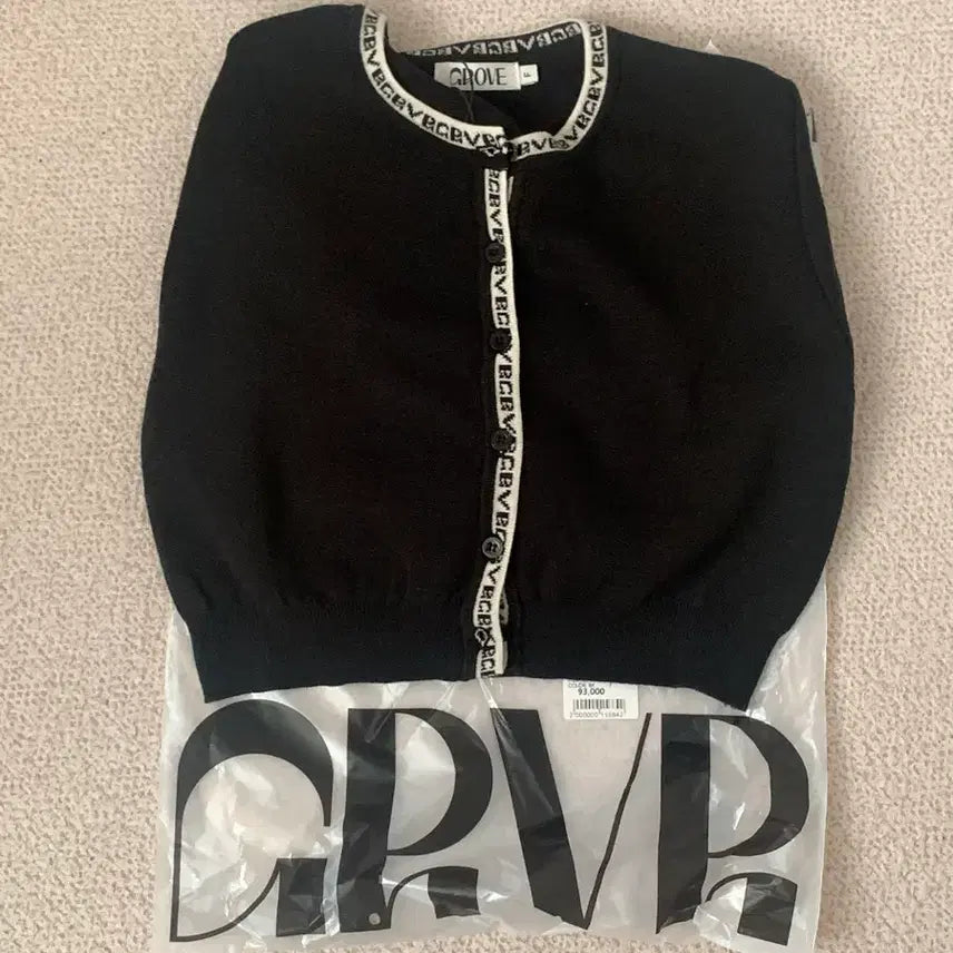 [BUNJANG] Grove Crop Cardigan Black / 그로브 배색 크롭가디건