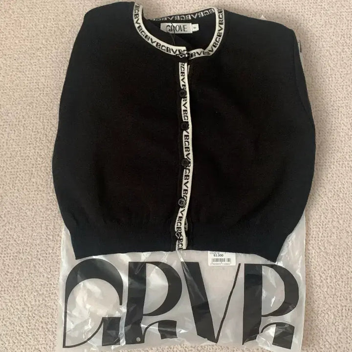 [BUNJANG] Grove Crop Cardigan Black / 그로브 배색 크롭가디건