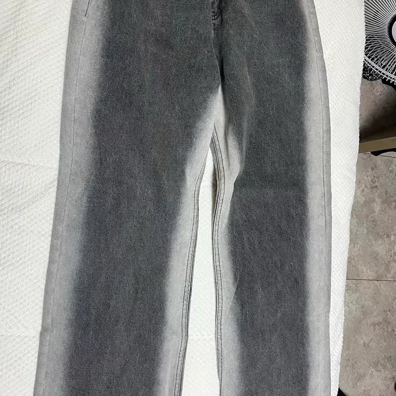[BUNJANG] Trillion Side Washing Wide Denim Pants Black S / 트릴리온 사이드 워싱 와이드 데님 블랙 S