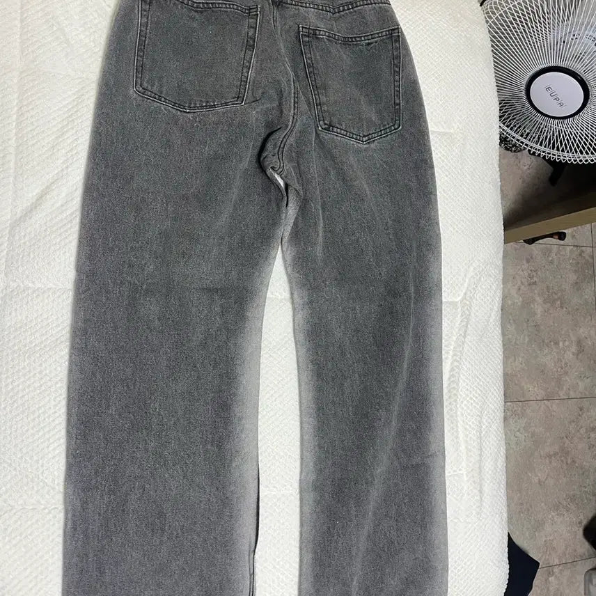 [BUNJANG] Trillion Side Washing Wide Denim Pants Black S / 트릴리온 사이드 워싱 와이드 데님 블랙 S