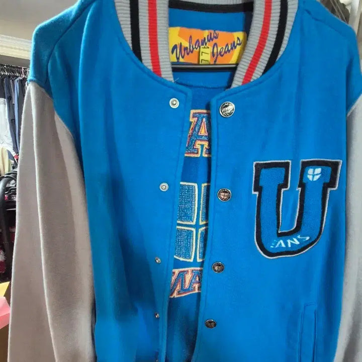 [BUNJANG] Urbanus Jean Blue Stadium Jacket / 어바너스진 캐주얼 블루 스타디움 자켓