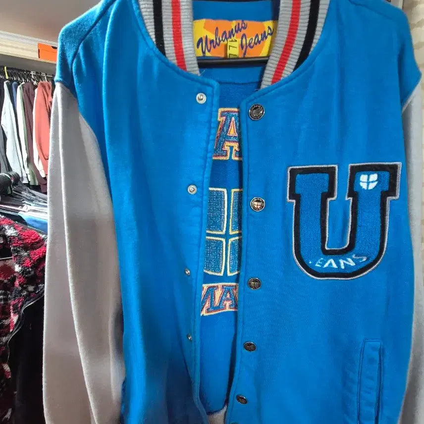 [BUNJANG] Urbanus Jean Blue Stadium Jacket / 어바너스진 캐주얼 블루 스타디움 자켓