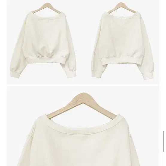 [BUNJANG] Ivory Off-Shoulder Sweatshirt / 아이보리 오프숄더 맨투맨