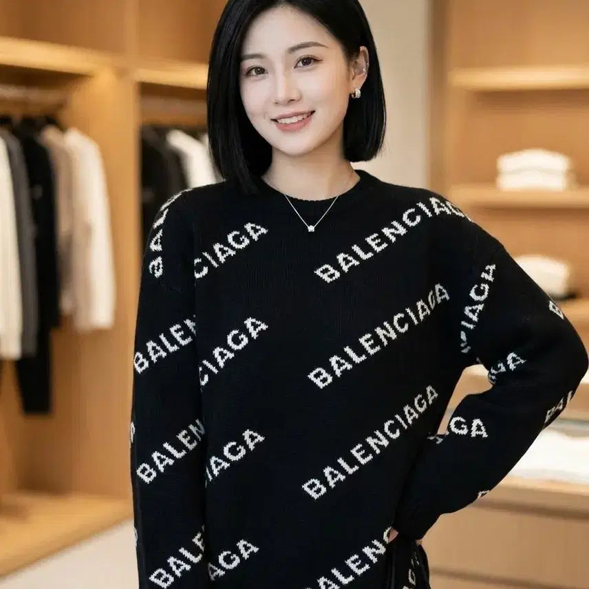 [BUNJANG] Balenciaga Multi Logo Knit Sweater / 발렌시아가 멀티로고 니트 M (국내 여자 55~66 남자 95 M )