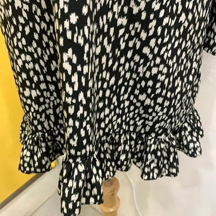 [BUNJANG] Black Polka Dot Frill Dress / 블랙 땡땡이 프릴 원피스