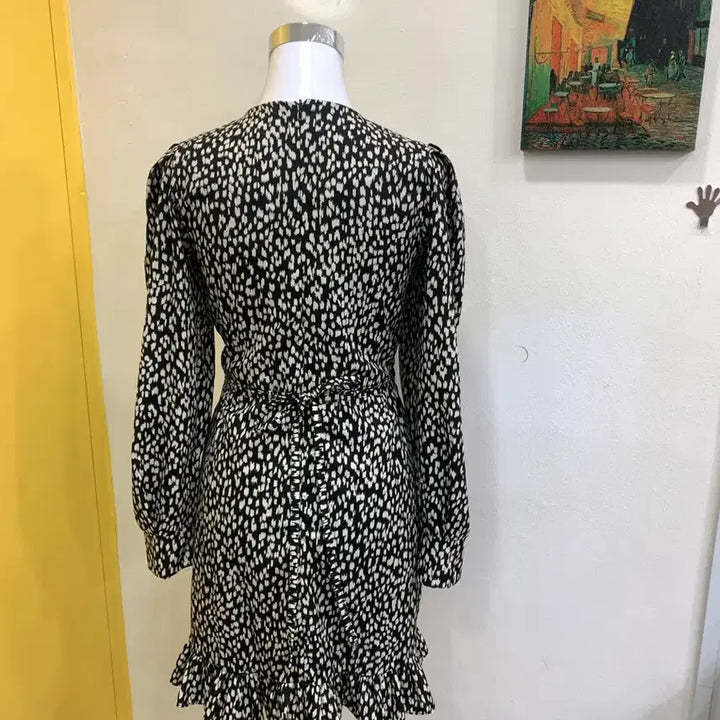 [BUNJANG] Black Polka Dot Frill Dress / 블랙 땡땡이 프릴 원피스