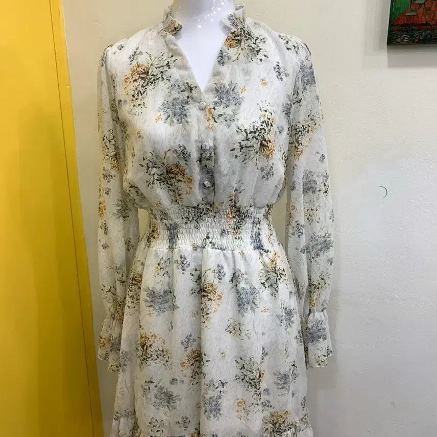 [BUNJANG] Floral Chiffon Ruffle Dress / 플라워 원피스 쉬폰 캉캉 프릴
