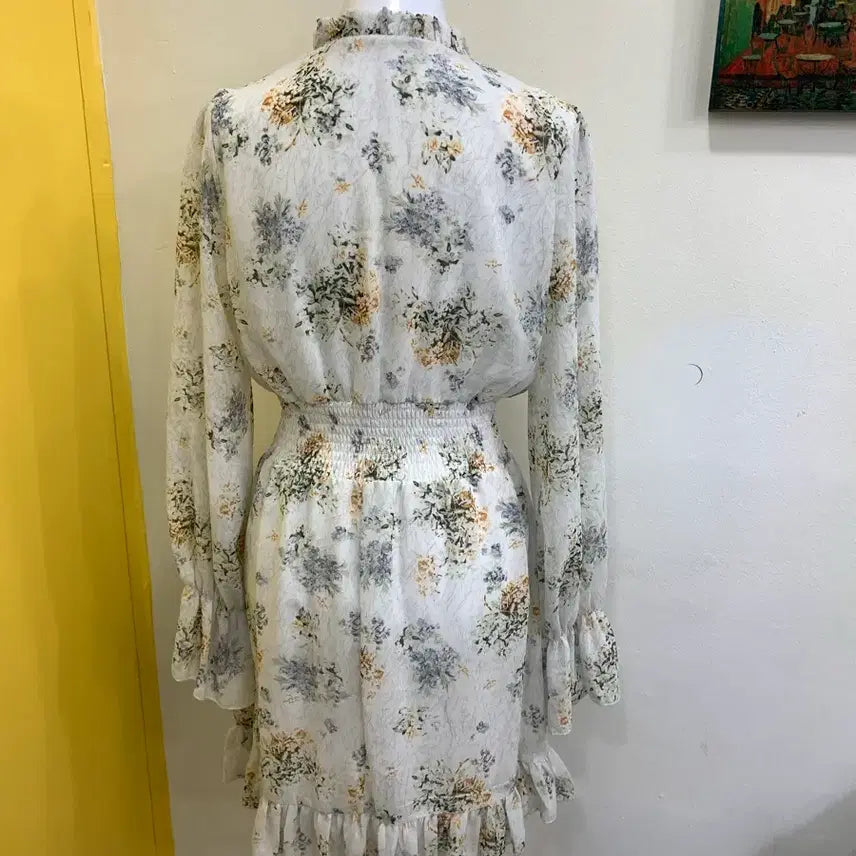 [BUNJANG] Floral Chiffon Ruffle Dress / 플라워 원피스 쉬폰 캉캉 프릴
