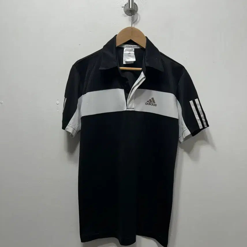 [BUNJANG] Adidas Black White Polo Shirt M / 아디다스 블랙 화이트 반팔 카라티 M