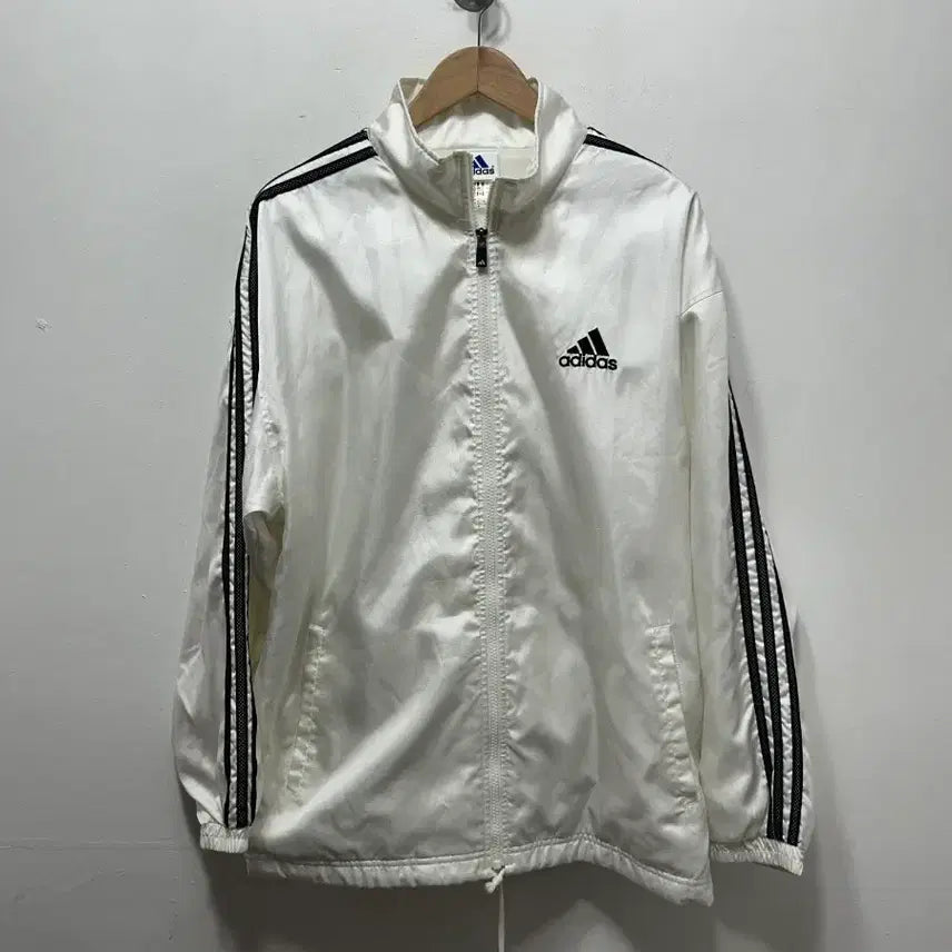 [BUNJANG] Adidas Three Stripes White Windbreaker Jacket Stadium L / 아디다스 삼선 화이트 바람막이 자켓 스타디움 L