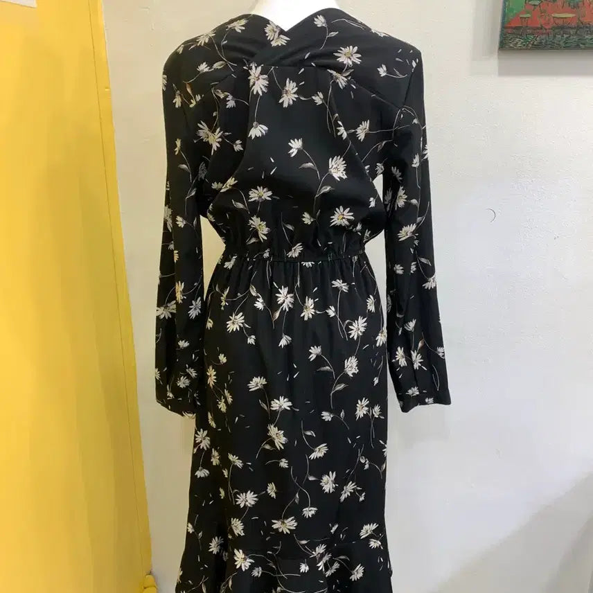 [BUNJANG] Black Floral Long Dress / 블랙 플라워 롱원피스