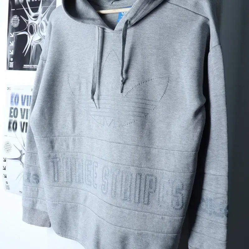 [BUNJANG] Adidas Originals Gray Hooded Sweatshirt / W(XL) 아디다스 후드티셔츠 오리지널 그레이 올드스쿨-17890
