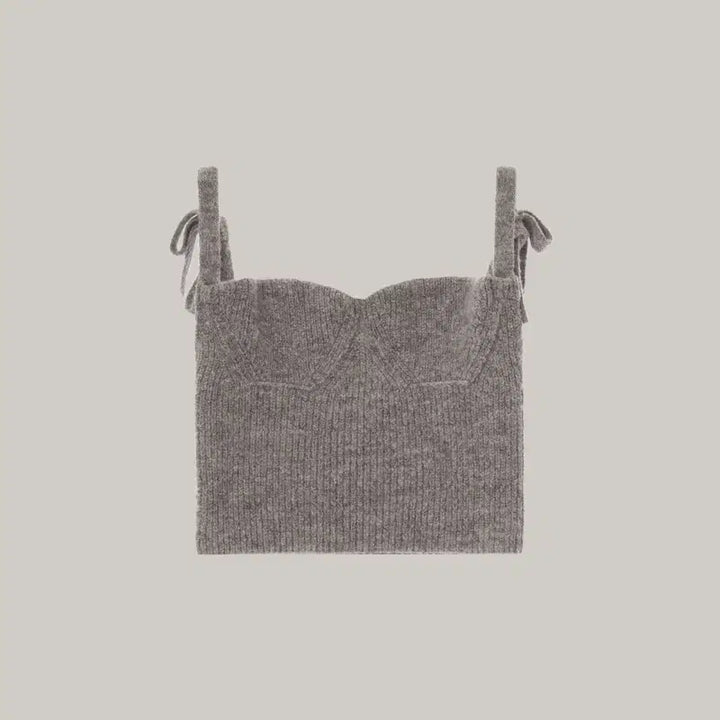 [SOLD OUT] 오버클래식 알파카 울 리본 뷔스티에 나시nt