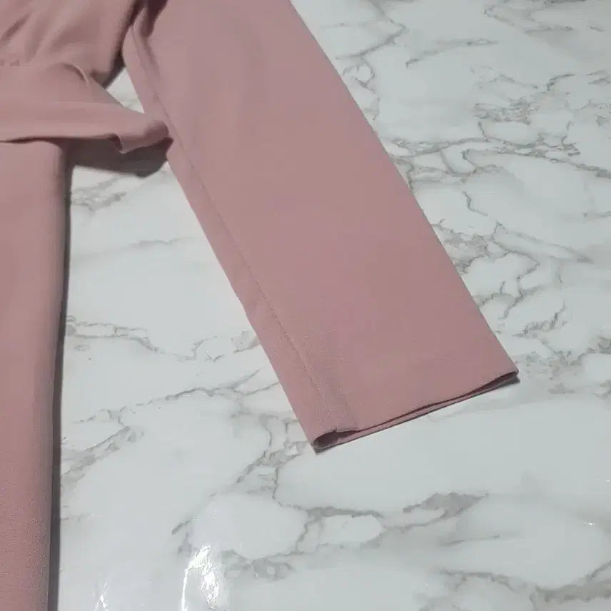 [BUNJANG] Pink Belted A-Line Long Dress / 핑크 벨트 A라인 롱 원피스