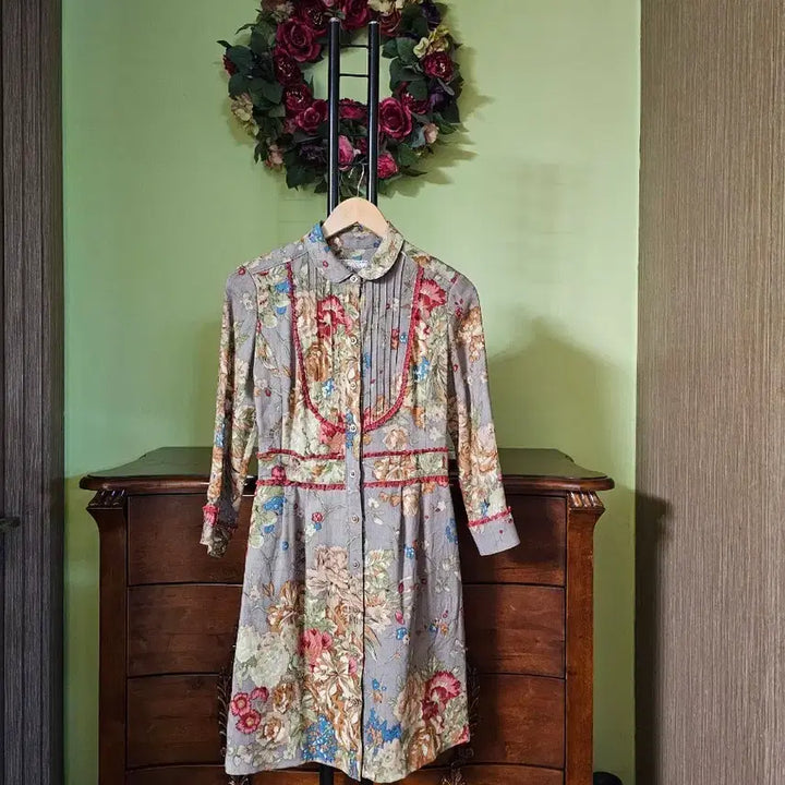 [BUNJANG] Bicollique 100% Wool Floral Dress / 비꼴리끄 울100% 플로럴원피스