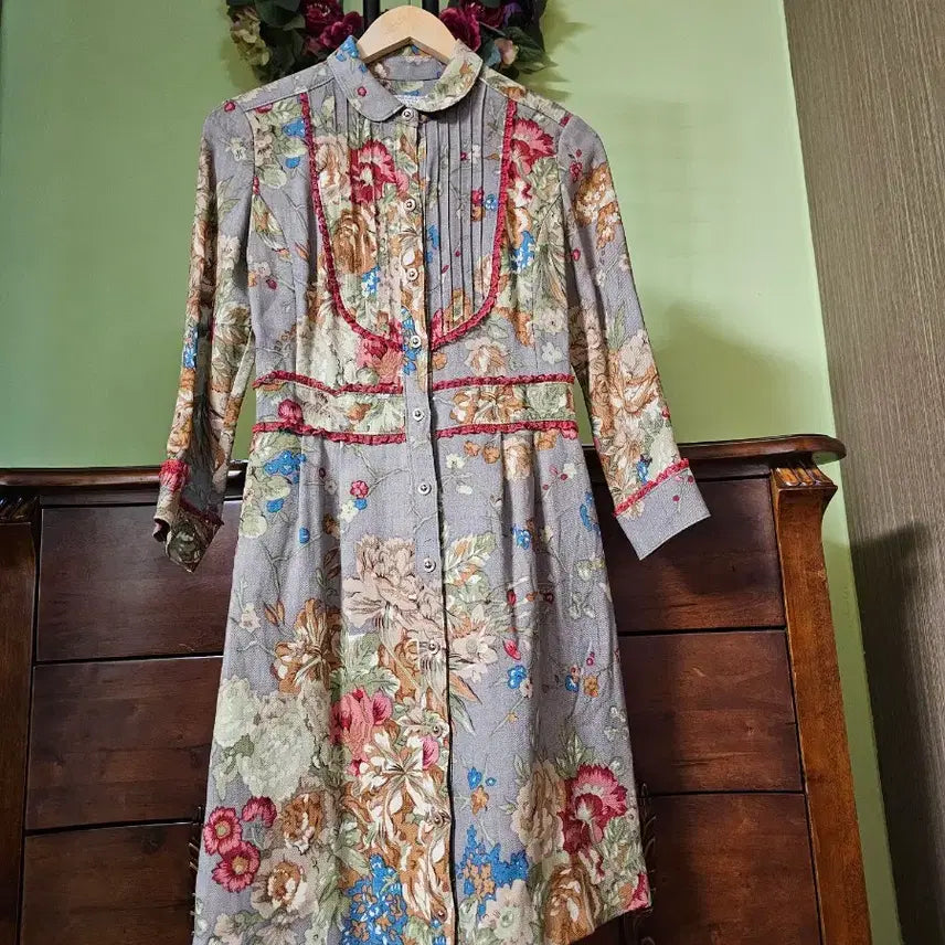 [BUNJANG] Bicollique 100% Wool Floral Dress / 비꼴리끄 울100% 플로럴원피스