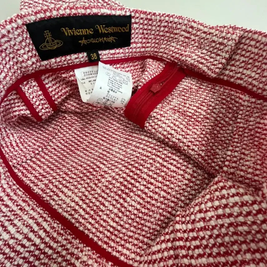 [BUNJANG] Vivienne Westwood Pink Tweed Midi Skirt / [정품] 비비안웨스트우드 핑크 트위드 미디스커트