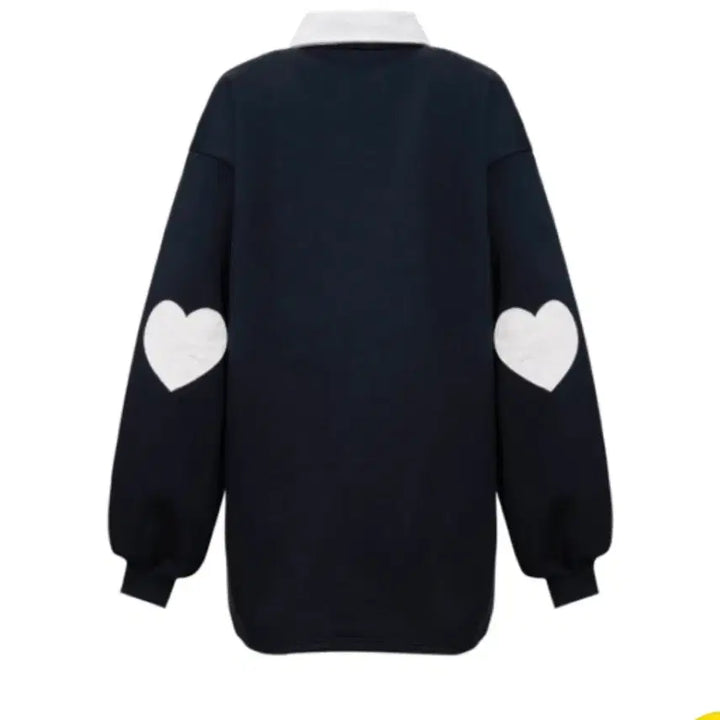 [BUNJANG] Heart Club Navy Collar Sweatshirt Dress S / 하트클럽 네이비 카라 맨투맨 원피스 S