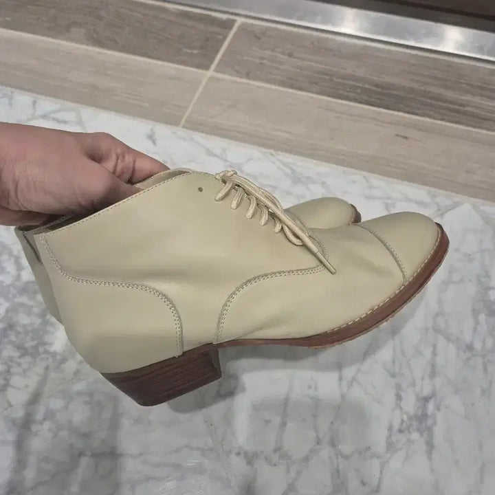 [BUNJANG] Neosclose Ivory Ankle Leather Boots 230 / Neosclose 아이보리 앵클 가죽 부츠 230