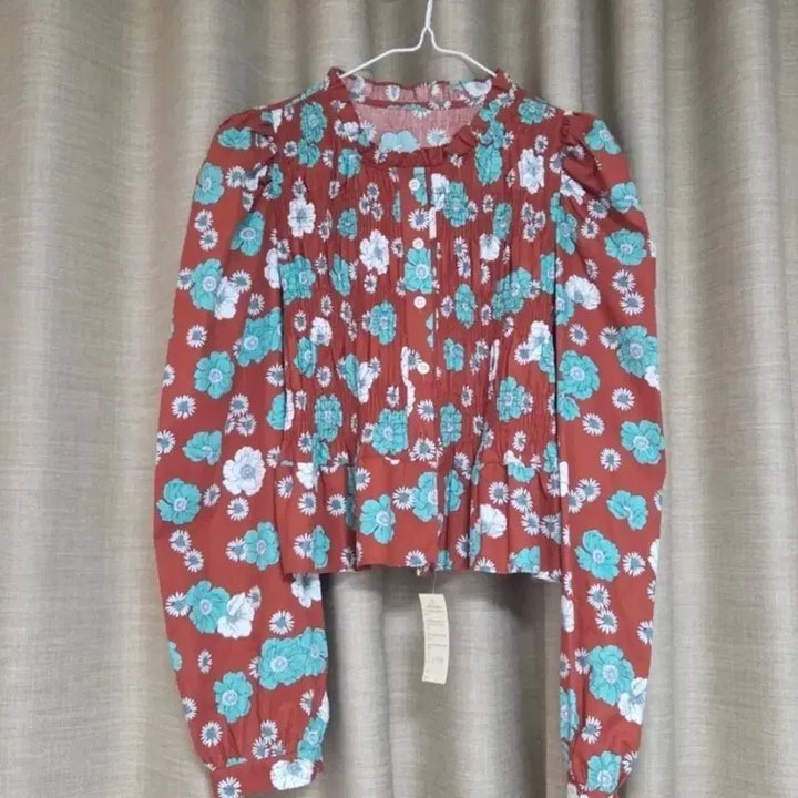 [BUNJANG] 플라워 패턴 브라운 블라우스 / 플라워 패턴 브라운 블라우스