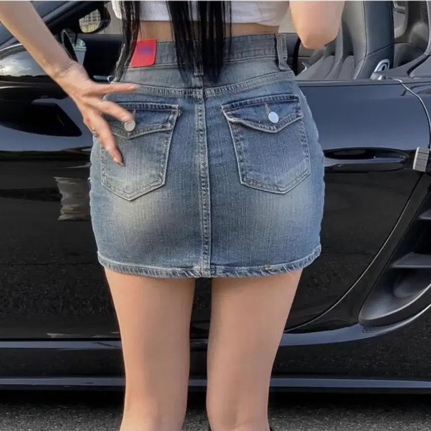 [BUNJANG] Modimood Pocket Denim Mini Skirt - S / 모디무드 포켓데님 미니 스커트 s