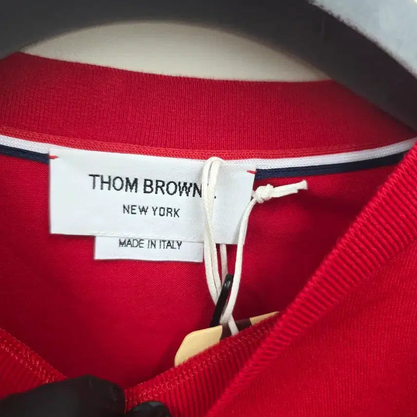 [BUNJANG] Thom Browne Four-Bar Short Sleeve T-shirt Red / 한정판 톰브라운 사선 완장 반팔 티셔츠 레드