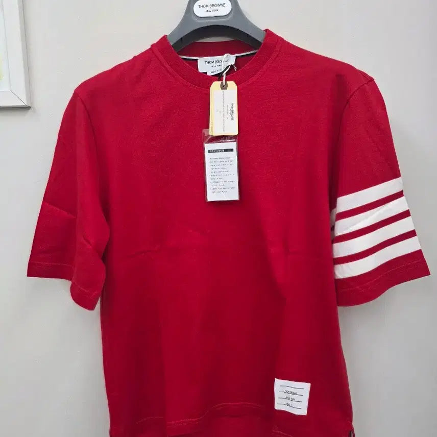 [BUNJANG] Thom Browne Four-Bar Short Sleeve T-shirt Red / 한정판 톰브라운 사선 완장 반팔 티셔츠 레드