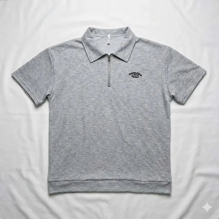[BUNJANG] Summer One-Mile Wear Half-Zip Short-Sleeve Gray Set / 여름 원마일웨어 홈웨어 잠옷 반집업 반팔 카라 반팔티 반바지 그레이 세트
