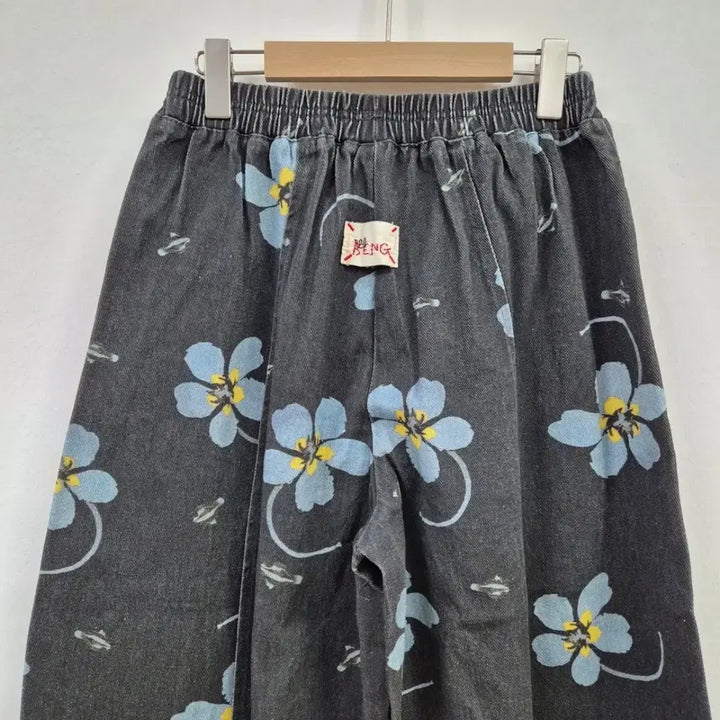 [BUNJANG] Floral Pattern Wide Denim Pants / 플라워 패턴 와이드 데님 팬츠