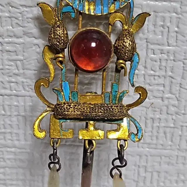 [BUNJANG] Antique Pure Silver Cloisonne Hairpin / 옛날  순은 칠보 떨잠 금도금 명품
