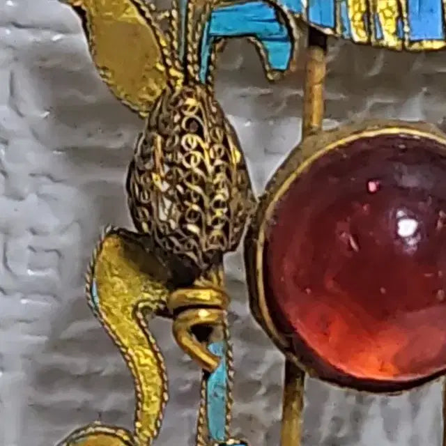 [BUNJANG] Antique Pure Silver Cloisonne Hairpin / 옛날  순은 칠보 떨잠 금도금 명품