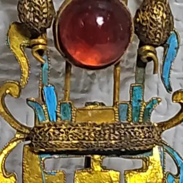 [BUNJANG] Antique Pure Silver Cloisonne Hairpin / 옛날  순은 칠보 떨잠 금도금 명품