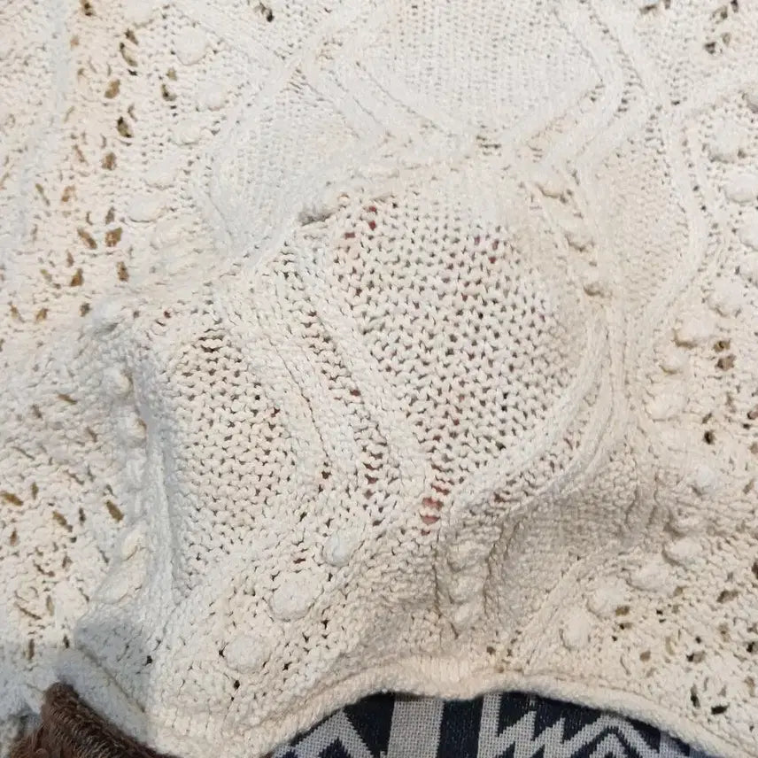 [BUNJANG] ZARA Ivory White Pom-pom Crochet Blouse / ZARA 자라 아이보리 화이트 방울 폼폼 시스루 펀칭 모리걸 코튼블렌드
