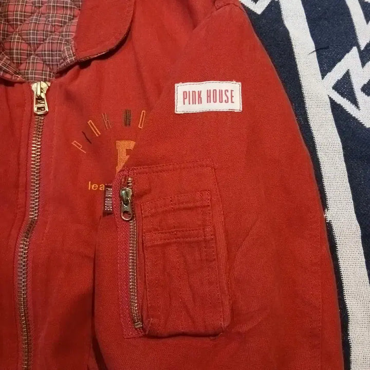 [BUNJANG] Pink House Pigment Red Inner Christmas Check Logo Arm Pocket Cotton G2 A1 / 리바이스 실버탭 연청워싱 루즈핏 블랭크탭 워터리스 청바지 데님팬츠 32