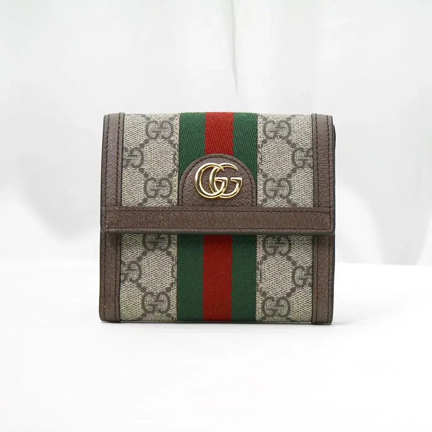 [BUNJANG] Gucci Ophidia GG Supreme Canvas Flap Wallet / 구찌 GG수프림 캔버스 오피디아 플랩 반지갑