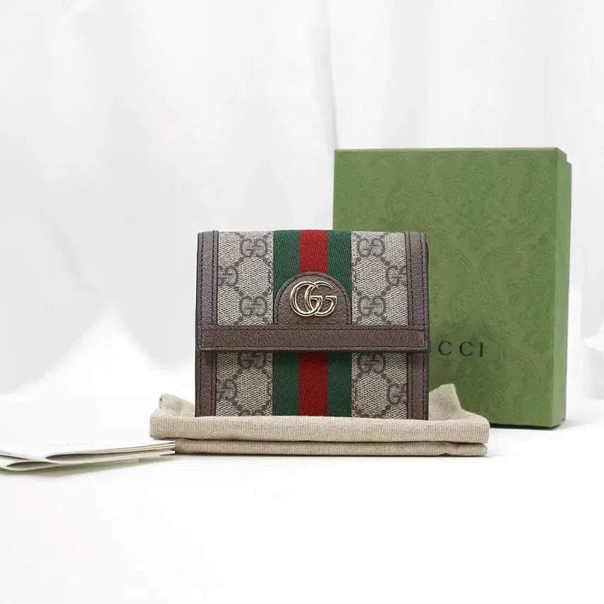 [BUNJANG] Gucci Ophidia GG Supreme Canvas Flap Wallet / 구찌 GG수프림 캔버스 오피디아 플랩 반지갑
