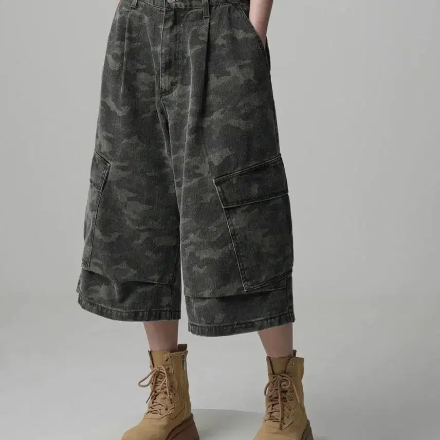 [BUNJANG] Urban Dress Side Big Denim Shorts CAMO / 어반드레스 Side Big Denim Shorts CAMO