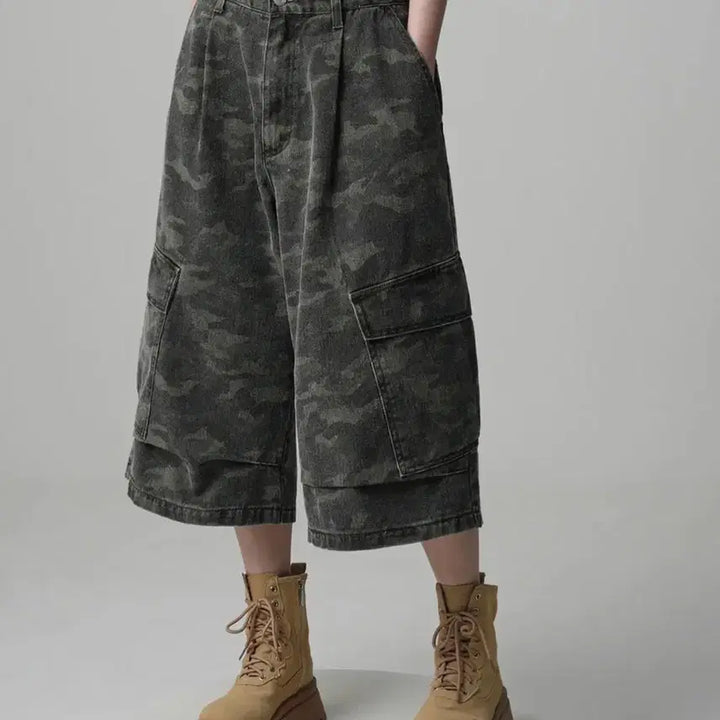 [BUNJANG] Urban Dress Side Big Denim Shorts CAMO / 어반드레스 Side Big Denim Shorts CAMO