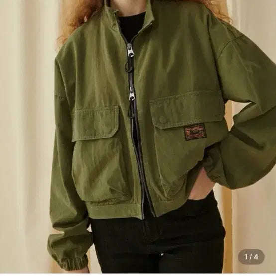 [BUNJANG] MGGN Macwoodgun Khaki Bomber Jacket (S) / MGGN 맥우드건 카키 봄버 야상 자켓 S