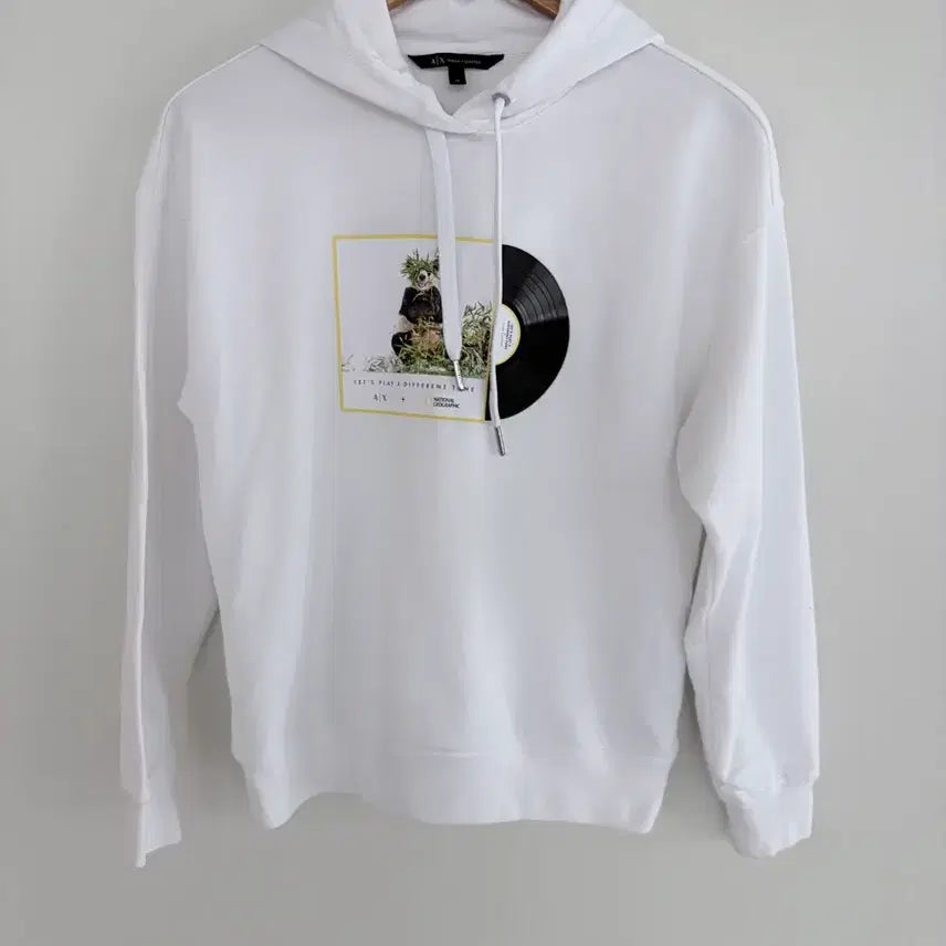 [BUNJANG] Armani Exchange Panda Print Hoodie / 아르마니 익스체인지 화이트 후드티셔츠