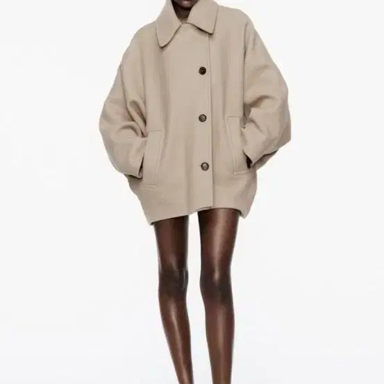 [BUNJANG] ZARA ZW Collection Oversized Crop Coat / 자라 ZW COLLECTION 오버사이즈 크롭 코트 샌드