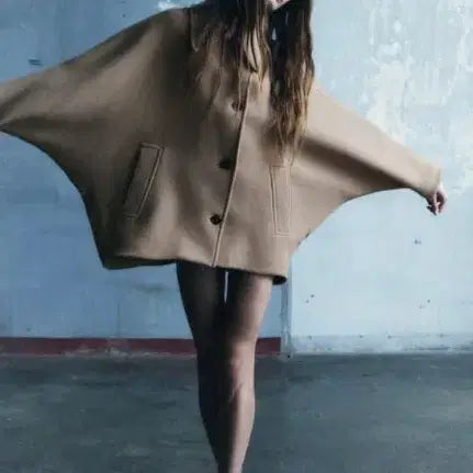 [BUNJANG] ZARA ZW Collection Oversized Crop Coat / 자라 ZW COLLECTION 오버사이즈 크롭 코트 샌드