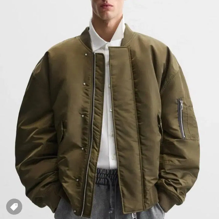 [BUNJANG] ZARA Oversized Bomber Jacket - Khaki (Size S) / [S] 자라 오버사이즈 핏 봄버 자켓 카키 SHANGHAI EDITION
